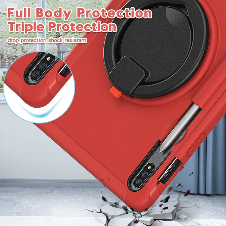 For Samsung Galaxy Tab S8 / Galaxy Tab S7 870 Shockproof TPU + PC Protective Case with 360 Degree Rotation Foldable Handle Grip Holder & Pen Slot(Red) by buy2fix