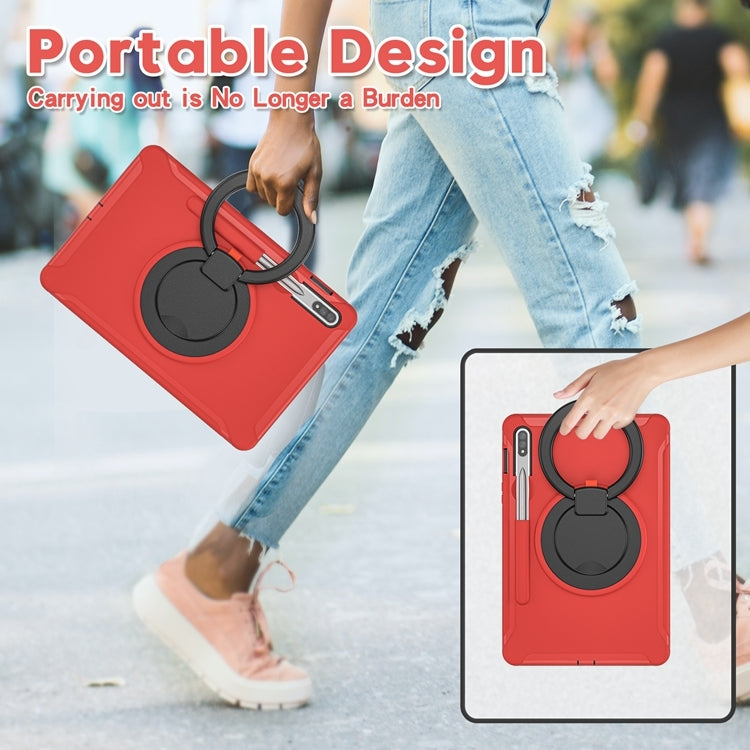 For Samsung Galaxy Tab S8 / Galaxy Tab S7 870 Shockproof TPU + PC Protective Case with 360 Degree Rotation Foldable Handle Grip Holder & Pen Slot(Red) by buy2fix