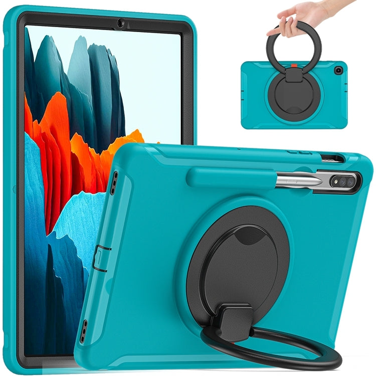 For Samsung Galaxy Tab S8 / Galaxy Tab S7 870 Shockproof TPU + PC Protective Case with 360 Degree Rotation Foldable Handle Grip Holder & Pen Slot(Blue) by buy2fix