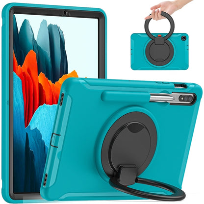 For Samsung Galaxy Tab S8 / Galaxy Tab S7 870 Shockproof TPU + PC Protective Case with 360 Degree Rotation Foldable Handle Grip Holder & Pen Slot(Blue) by buy2fix