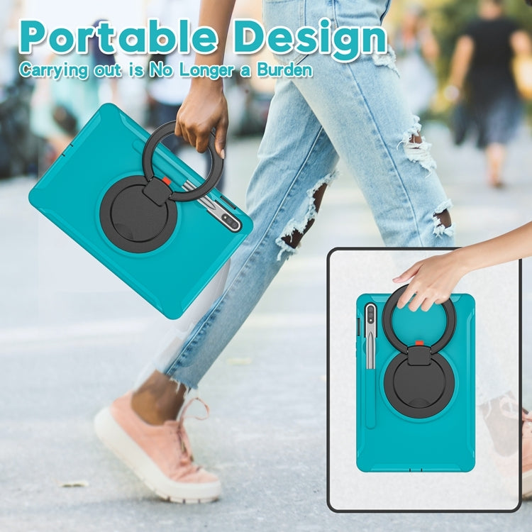 For Samsung Galaxy Tab S8 / Galaxy Tab S7 870 Shockproof TPU + PC Protective Case with 360 Degree Rotation Foldable Handle Grip Holder & Pen Slot(Blue) by buy2fix