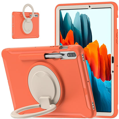 For Samsung Galaxy Tab S8 / Galaxy Tab S7 870 Shockproof TPU + PC Protective Case with 360 Degree Rotation Foldable Handle Grip Holder & Pen Slot(Living Coral) by buy2fix