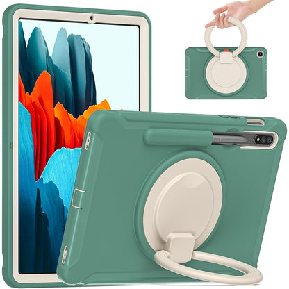 For Samsung Galaxy Tab S8 / Galaxy Tab S7 870 Shockproof TPU + PC Protective Case with 360 Degree Rotation Foldable Handle Grip Holder & Pen Slot(Emmerald Green) by buy2fix