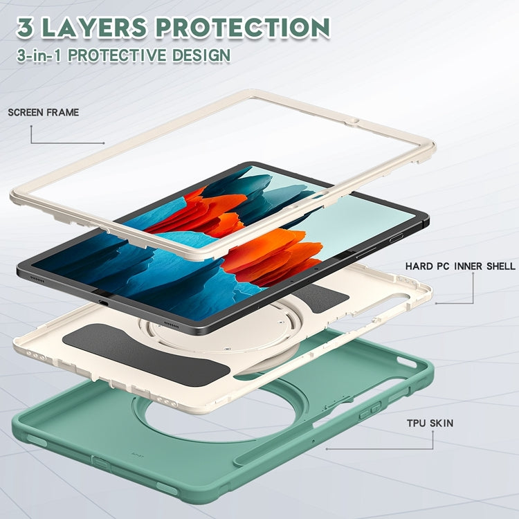 For Samsung Galaxy Tab S8 / Galaxy Tab S7 870 Shockproof TPU + PC Protective Case with 360 Degree Rotation Foldable Handle Grip Holder & Pen Slot(Emmerald Green) by buy2fix
