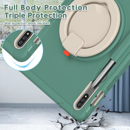 For Samsung Galaxy Tab S8 / Galaxy Tab S7 870 Shockproof TPU + PC Protective Case with 360 Degree Rotation Foldable Handle Grip Holder & Pen Slot(Emmerald Green) by buy2fix