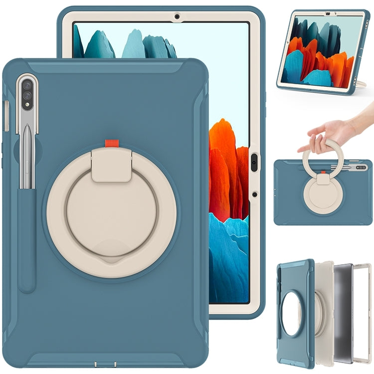 For Samsung Galaxy Tab S8 / Galaxy Tab S7 870 Shockproof TPU + PC Protective Case with 360 Degree Rotation Foldable Handle Grip Holder & Pen Slot(Cornflower Blue) by buy2fix