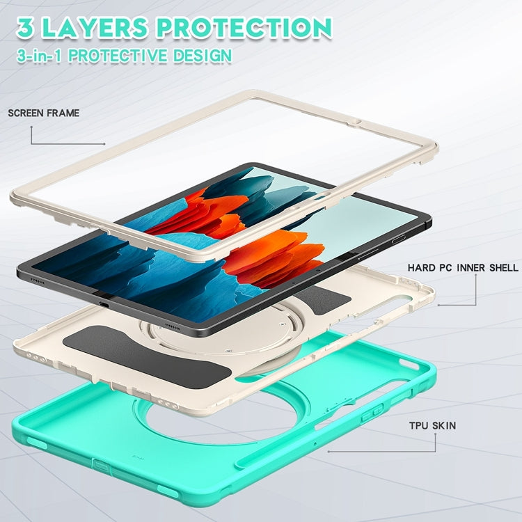 For Samsung Galaxy Tab S8 / Galaxy Tab S7 870 Shockproof TPU + PC Protective Case with 360 Degree Rotation Foldable Handle Grip Holder & Pen Slot(Mint Green) by buy2fix