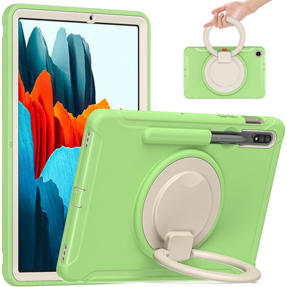 For Samsung Galaxy Tab S8 / Galaxy Tab S7 870 Shockproof TPU + PC Protective Case with 360 Degree Rotation Foldable Handle Grip Holder & Pen Slot(Matcha Green) by buy2fix