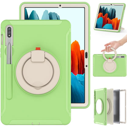 For Samsung Galaxy Tab S8 / Galaxy Tab S7 870 Shockproof TPU + PC Protective Case with 360 Degree Rotation Foldable Handle Grip Holder & Pen Slot(Matcha Green) by buy2fix