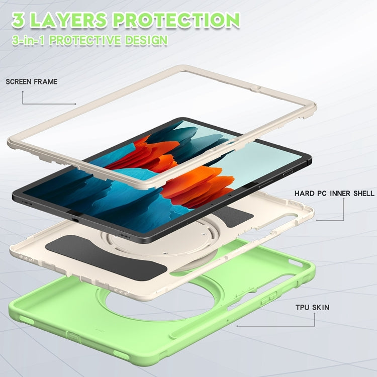 For Samsung Galaxy Tab S8 / Galaxy Tab S7 870 Shockproof TPU + PC Protective Case with 360 Degree Rotation Foldable Handle Grip Holder & Pen Slot(Matcha Green) by buy2fix