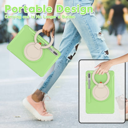 For Samsung Galaxy Tab S8 / Galaxy Tab S7 870 Shockproof TPU + PC Protective Case with 360 Degree Rotation Foldable Handle Grip Holder & Pen Slot(Matcha Green) by buy2fix