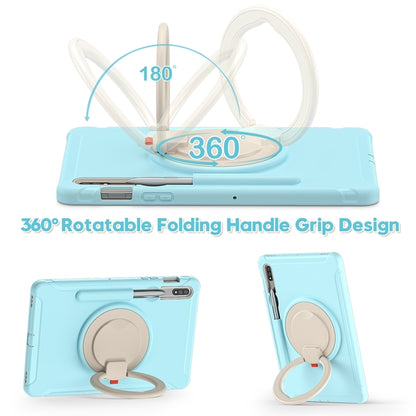 For Samsung Galaxy Tab S8 / Galaxy Tab S7 870 Shockproof TPU + PC Protective Case with 360 Degree Rotation Foldable Handle Grip Holder & Pen Slot(Ice Crystal Blue) by buy2fix