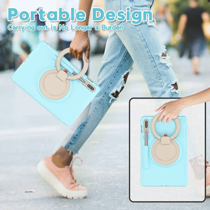 For Samsung Galaxy Tab S8 / Galaxy Tab S7 870 Shockproof TPU + PC Protective Case with 360 Degree Rotation Foldable Handle Grip Holder & Pen Slot(Ice Crystal Blue) by buy2fix