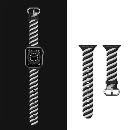 Two-color Twist Silicone Watch Band For Apple Watch Series 9&8&7 41mm / SE 3&SE 2&6&SE&5&4 40mm / 3&2&1 38mm(Black White) by buy2fix