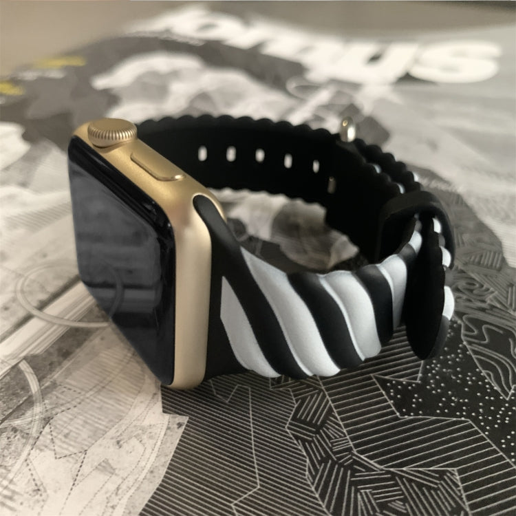 Two-color Twist Silicone Watch Band For Apple Watch Ultra 49mm&Watch Ultra 2 49mm / Series 9&8&7 45mm / SE 3&SE 2&6&SE&5&4 44mm / 3&2&1 42mm(Macaron Pink White) by buy2fix