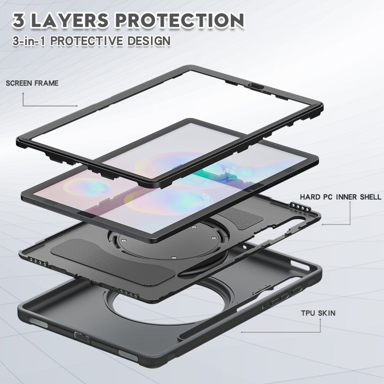 For Samsung Galaxy Tab S6 T860 Shockproof TPU + PC Protective Case with 360 Degree Rotation Foldable Handle Grip Holder & Pen Slot(Black) - Tab S6 10.5 T860 / T865 by buy2fix | Online Shopping UK | buy2fix