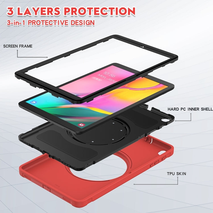 For Samsung Galaxy Tab A 10.1 T515/T510 2019 Shockproof TPU + PC Protective Case with 360 Degree Rotation Foldable Handle Grip Holder & Pen Slot(Red) - Tab A 10.1 (2019) T510 / T515 by buy2fix | Online Shopping UK | buy2fix