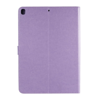 For iPad 10.2 / Pro 10.5 / Air 2019 Pressed Printing Cat and Tree Pattern Horizontal Flip Leather Case with Holder & Card Slots & Wallet(Purple) - iPad Air (2019) Cases by buy2fix | Online Shopping UK | buy2fix