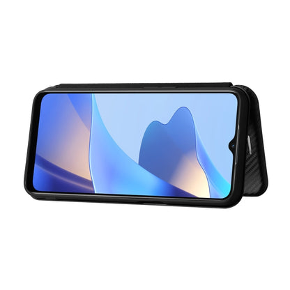 For OPPO A16 Carbon Fiber Texture Horizontal Flip TPU + PC + PU Leather Case with Card Slot(Green) by buy2fix