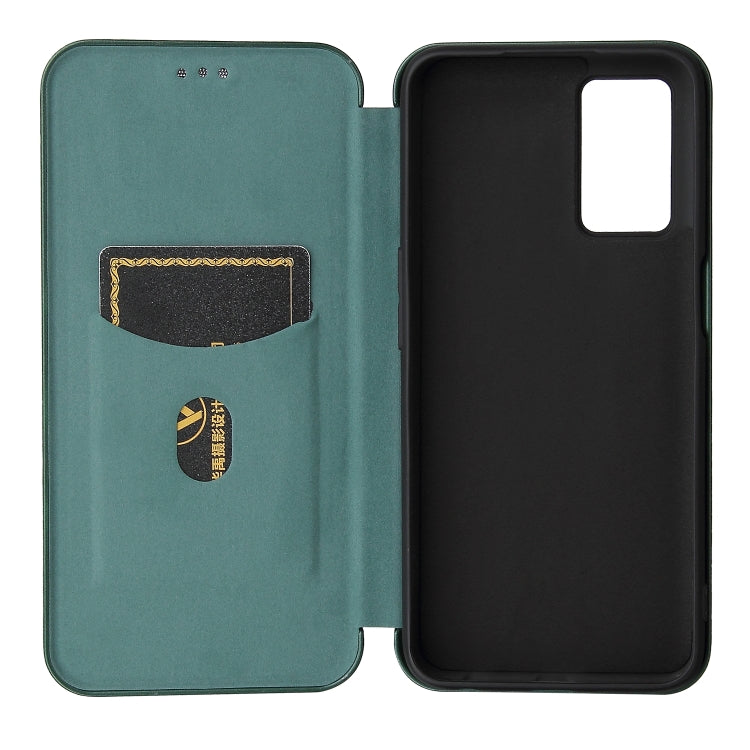 For OPPO A16 Carbon Fiber Texture Horizontal Flip TPU + PC + PU Leather Case with Card Slot(Green) by buy2fix