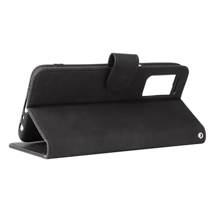 For OPPO A16 Solid Color Skin Feel Magnetic Buckle Horizontal Flip Calf Texture PU Leather Case with Holder & Card Slots & Wallet(Black) by buy2fix