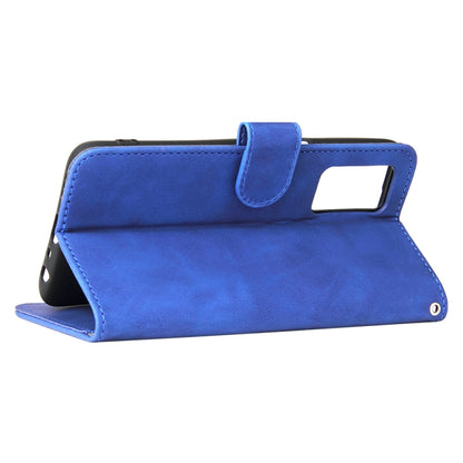 For OPPO A16 Solid Color Skin Feel Magnetic Buckle Horizontal Flip Calf Texture PU Leather Case with Holder & Card Slots & Wallet(Blue) by buy2fix