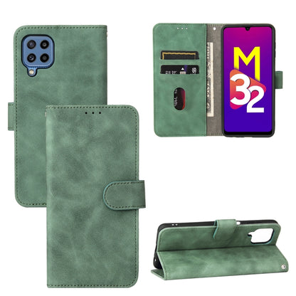 For Samsung Galaxy M32 (Global) Solid Color Skin Feel Magnetic Buckle Horizontal Flip Calf Texture PU Leather Case with Holder & Card Slots & Wallet(Green) by buy2fix