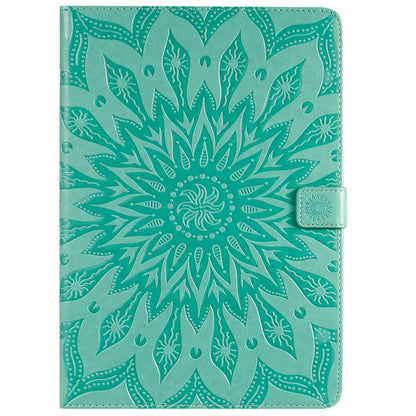 For iPad 10.2 / Pro 10.5 / Air 2019 Pressed Printing Sun Flower Pattern Horizontal Flip Leather Case with Holder & Card Slots & Wallet(Green) - iPad Air (2019) Cases by buy2fix | Online Shopping UK | buy2fix
