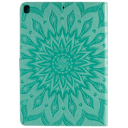 For iPad 10.2 / Pro 10.5 / Air 2019 Pressed Printing Sun Flower Pattern Horizontal Flip Leather Case with Holder & Card Slots & Wallet(Green) - iPad Air (2019) Cases by buy2fix | Online Shopping UK | buy2fix
