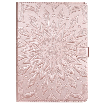 For iPad 10.2 / Pro 10.5 / Air 2019 Pressed Printing Sun Flower Pattern Horizontal Flip Leather Case with Holder & Card Slots & Wallet(Rose Gold) - iPad Air (2019) Cases by buy2fix | Online Shopping UK | buy2fix