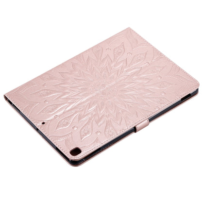 For iPad 10.2 / Pro 10.5 / Air 2019 Pressed Printing Sun Flower Pattern Horizontal Flip Leather Case with Holder & Card Slots & Wallet(Rose Gold) - iPad Air (2019) Cases by buy2fix | Online Shopping UK | buy2fix