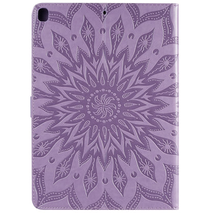 For iPad 10.2 / Pro 10.5 / Air 2019 Pressed Printing Sun Flower Pattern Horizontal Flip Leather Case with Holder & Card Slots & Wallet(Purple) - iPad Air (2019) Cases by buy2fix | Online Shopping UK | buy2fix