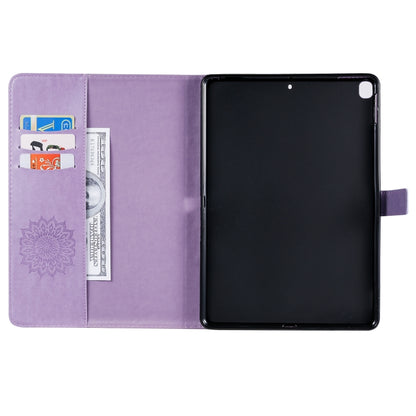 For iPad 10.2 / Pro 10.5 / Air 2019 Pressed Printing Sun Flower Pattern Horizontal Flip Leather Case with Holder & Card Slots & Wallet(Purple) - iPad Air (2019) Cases by buy2fix | Online Shopping UK | buy2fix