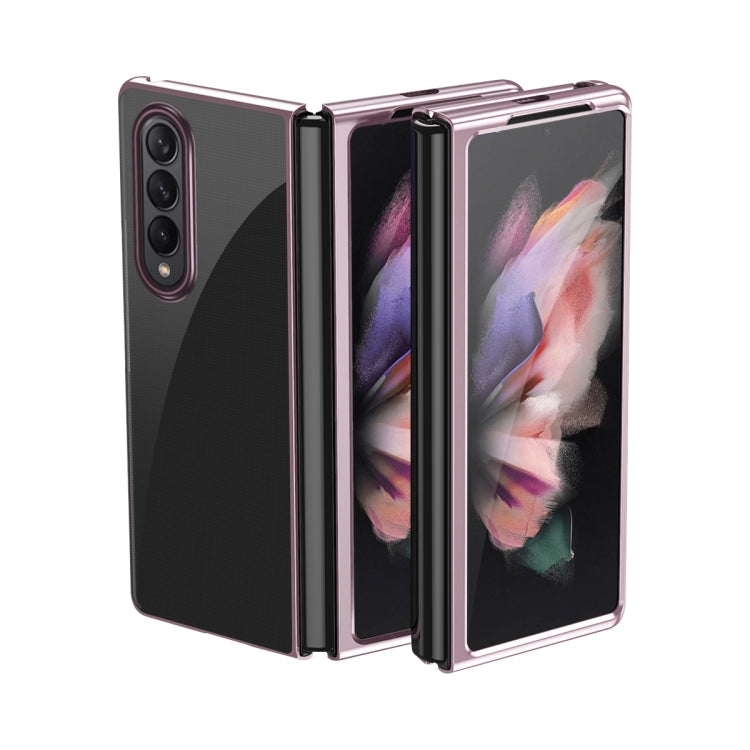 For Samsung Galaxy Z Fold3 5G Electroplated Transparent Folding Case(Rose Gold) by buy2fix