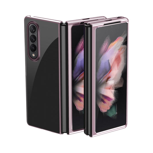 For Samsung Galaxy Z Fold3 5G Electroplated Transparent Folding Case(Rose Gold) by buy2fix