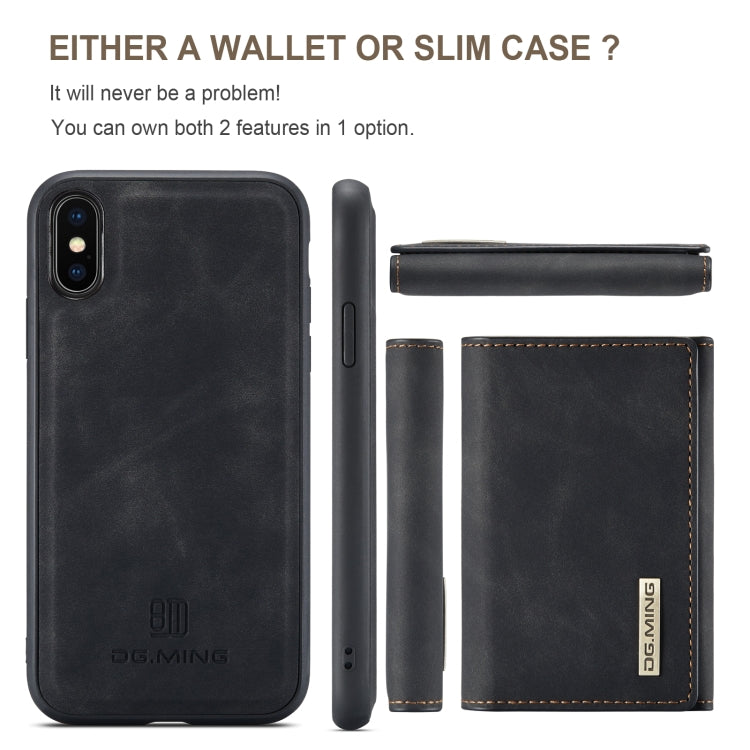 DG.MING M1 Series 3-Fold Multi Card Wallet  Back Cover Shockproof Case with Holder Function For iPhone X(Black) -  by DG.MING | Online Shopping UK | buy2fix