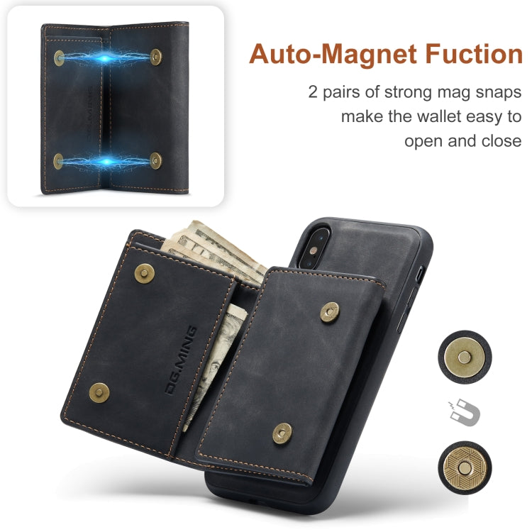 DG.MING M1 Series 3-Fold Multi Card Wallet  Back Cover Shockproof Case with Holder Function For iPhone X(Black) -  by DG.MING | Online Shopping UK | buy2fix