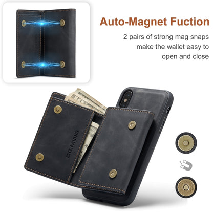 DG.MING M1 Series 3-Fold Multi Card Wallet  Back Cover Shockproof Case with Holder Function For iPhone X(Black) -  by DG.MING | Online Shopping UK | buy2fix
