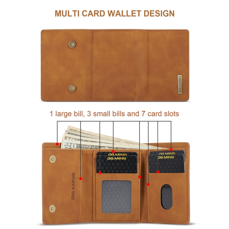 DG.MING M1 Series 3-Fold Multi Card Wallet  Back Cover Shockproof Case with Holder Function For iPhone X(Brown) -  by DG.MING | Online Shopping UK | buy2fix