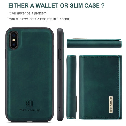 DG.MING M1 Series 3-Fold Multi Card Wallet  Back Cover Shockproof Case with Holder Function For iPhone X(Green) -  by DG.MING | Online Shopping UK | buy2fix