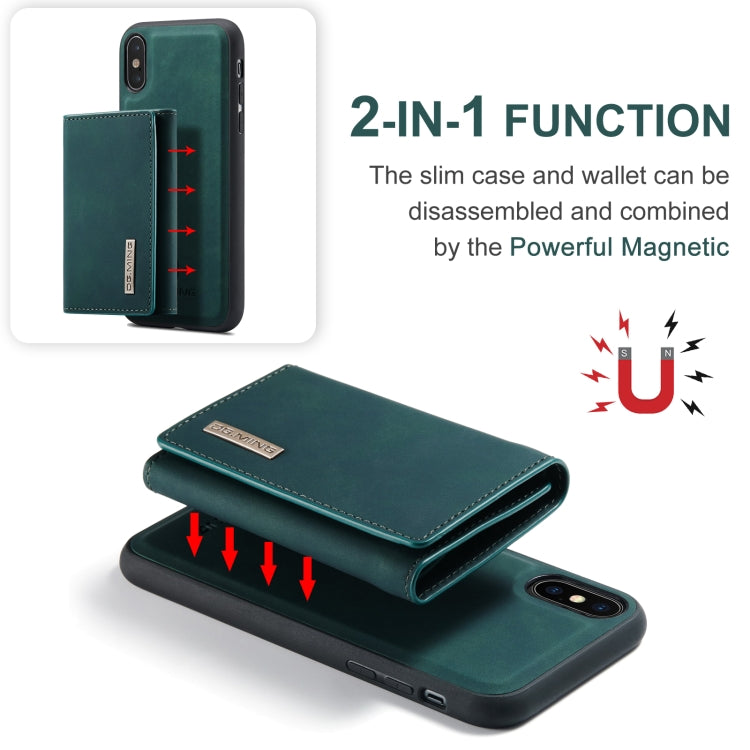 DG.MING M1 Series 3-Fold Multi Card Wallet  Back Cover Shockproof Case with Holder Function For iPhone X(Green) -  by DG.MING | Online Shopping UK | buy2fix