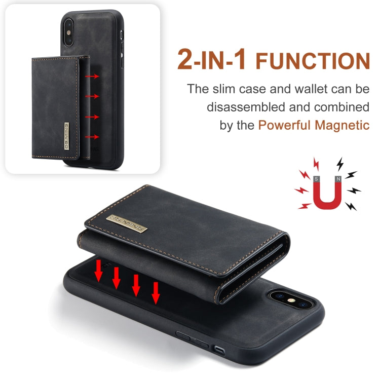 DG.MING M1 Series 3-Fold Multi Card Wallet  Back Cover Shockproof Case with Holder Function For iPhone XS(Black) -  by DG.MING | Online Shopping UK | buy2fix