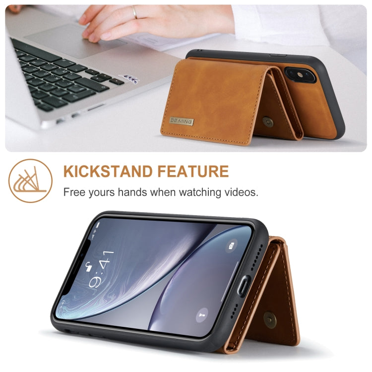 DG.MING M1 Series 3-Fold Multi Card Wallet  Back Cover Shockproof Case with Holder Function For iPhone XS(Brown) -  by DG.MING | Online Shopping UK | buy2fix