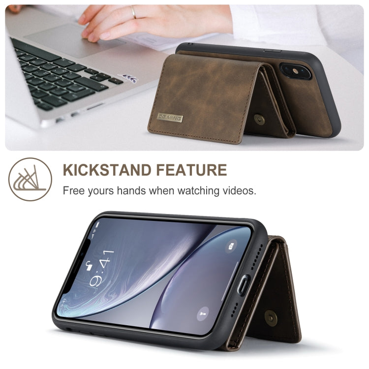 DG.MING M1 Series 3-Fold Multi Card Wallet  Back Cover Shockproof Case with Holder Function For iPhone XS(Coffee) -  by DG.MING | Online Shopping UK | buy2fix