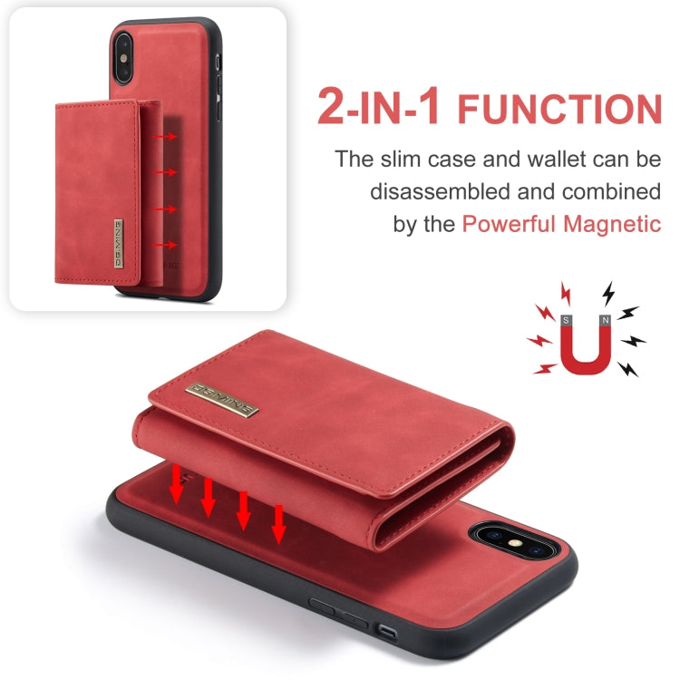 DG.MING M1 Series 3-Fold Multi Card Wallet  Back Cover Shockproof Case with Holder Function For iPhone XS(Red) -  by DG.MING | Online Shopping UK | buy2fix