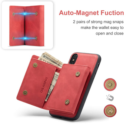 DG.MING M1 Series 3-Fold Multi Card Wallet  Back Cover Shockproof Case with Holder Function For iPhone XS(Red) -  by DG.MING | Online Shopping UK | buy2fix
