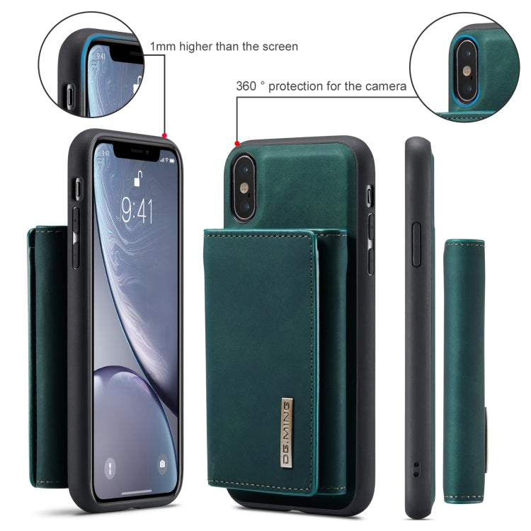 DG.MING M1 Series 3-Fold Multi Card Wallet  Back Cover Shockproof Case with Holder Function For iPhone XS(Green) -  by DG.MING | Online Shopping UK | buy2fix