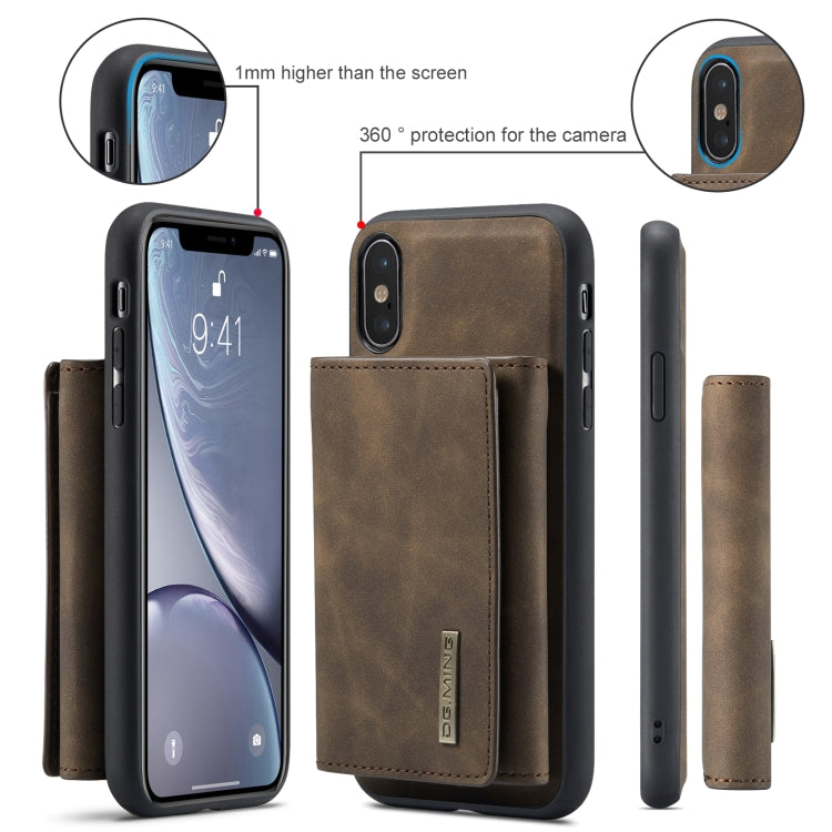 DG.MING M1 Series 3-Fold Multi Card Wallet  Back Cover Shockproof Case with Holder Function For iPhone XS Max(Coffee) -  by DG.MING | Online Shopping UK | buy2fix