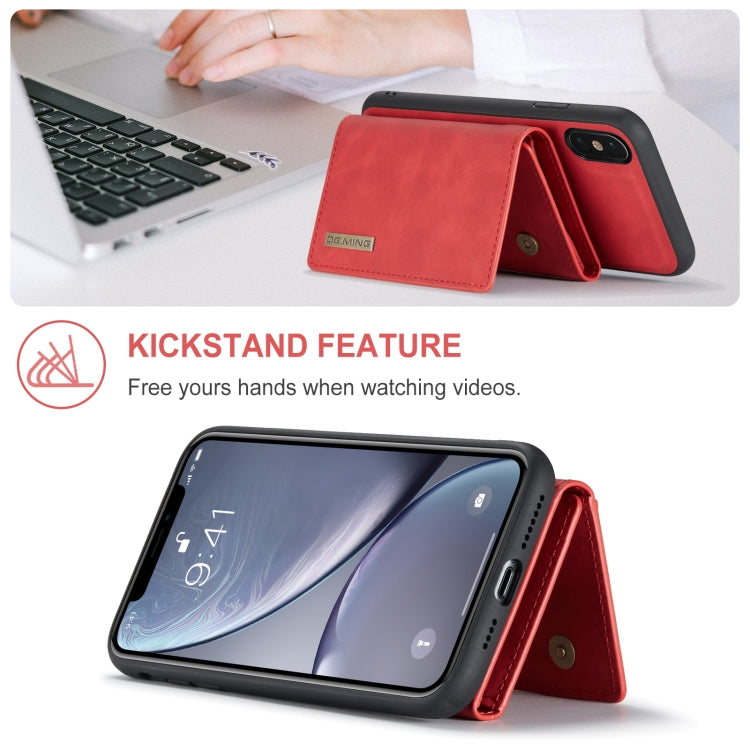 DG.MING M1 Series 3-Fold Multi Card Wallet  Back Cover Shockproof Case with Holder Function For iPhone XS Max(Red) -  by DG.MING | Online Shopping UK | buy2fix