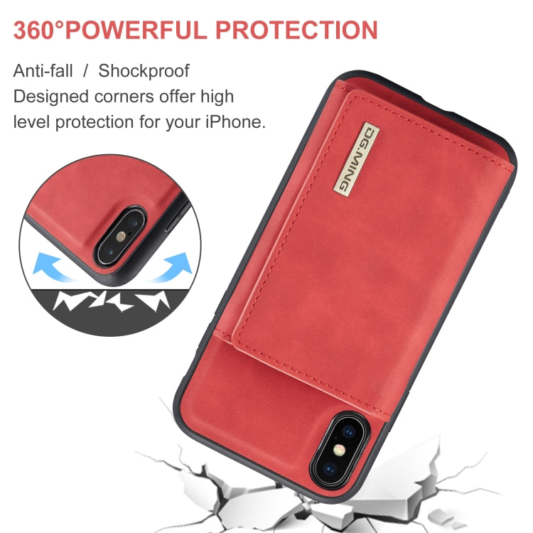 DG.MING M1 Series 3-Fold Multi Card Wallet  Back Cover Shockproof Case with Holder Function For iPhone XS Max(Red) -  by DG.MING | Online Shopping UK | buy2fix